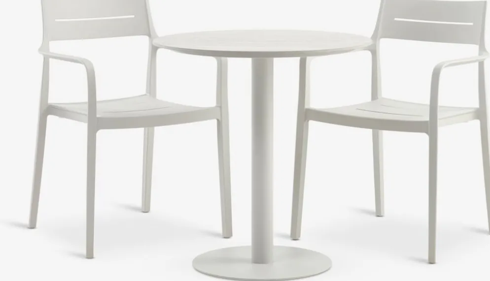 VAMDRUP + INGSTRUPMesa VAMDRUP Ø70 + 2 sillas INGSTRUP beis
