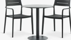 VAMDRUP + INGSTRUPMesa VAMDRUP Ø70 gris + 2 sillas INGSTRUP negro