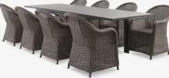 VATTRUP + GAMMELBYMesa VATTRUP L172/276 negro + 4 sillas GAMMELBY gris