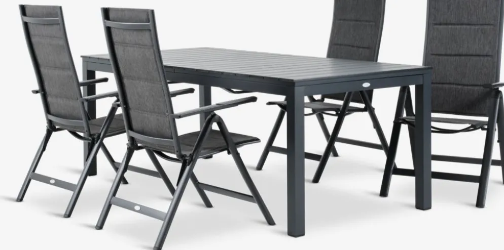 VATTRUP + MYSENMesa VATTRUP L206/321 negro + 4 sillas MYSEN gris