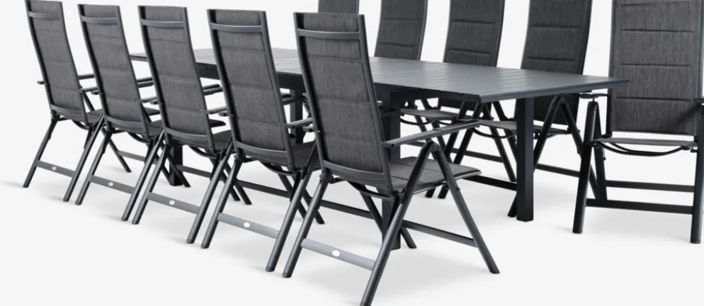 VATTRUP + MYSENMesa VATTRUP L206/321 negro + 4 sillas MYSEN gris