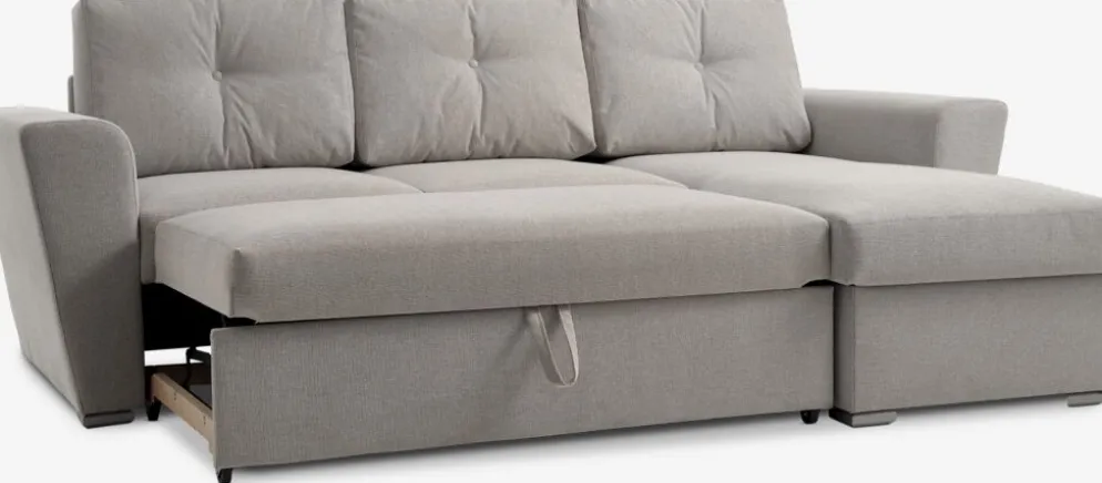 VEJLBYSofá cama chaise longue VEJLBY tela arena claro