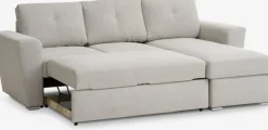 VEJLBYSofá cama chaise longue VEJLBY tela arena claro