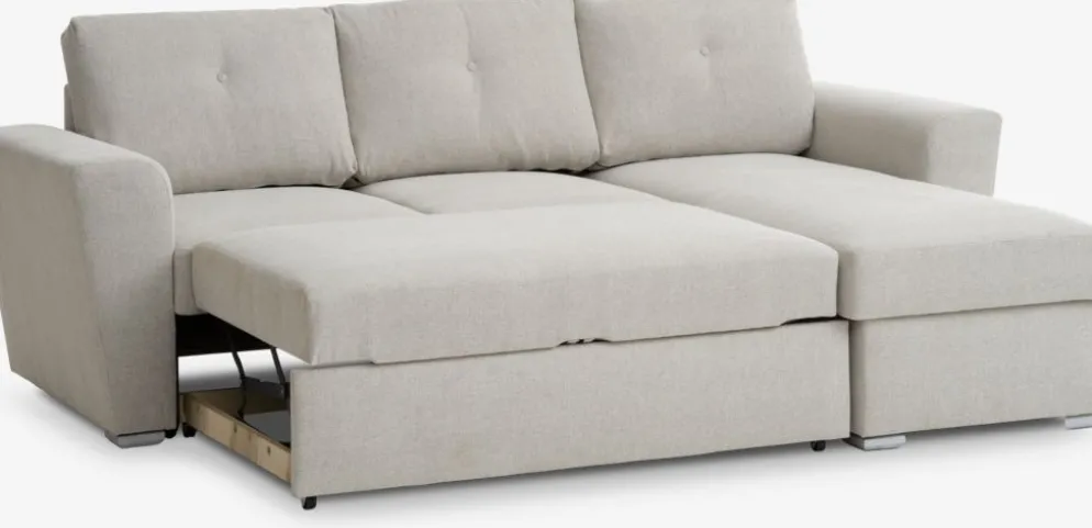 VEJLBYSofá cama chaise longue VEJLBY tela arena claro