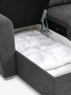 VEJLBYSofá cama con chaise longue VEJLBY tela gris oscuro