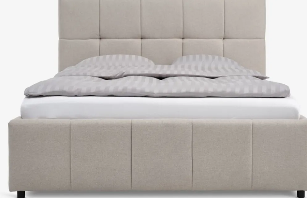 VEMMELEVEstructura de cama VEMMELEV con almacenaje 135x190 tela beis
