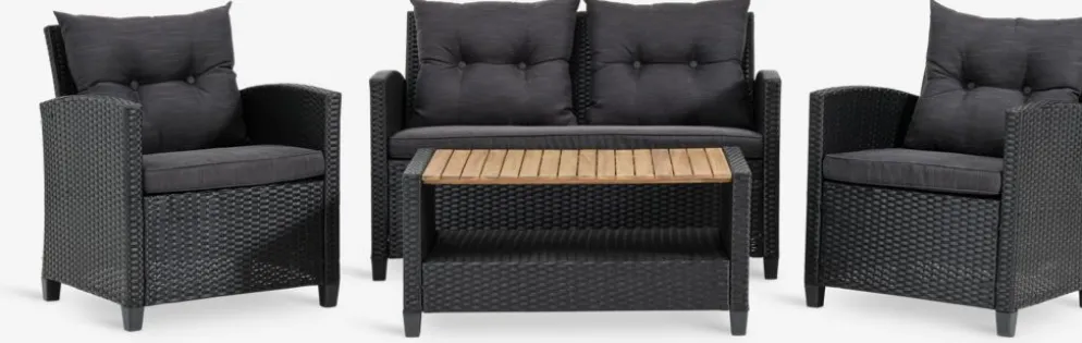 VENConjunto muebles jardín VEN 4 plazas negro