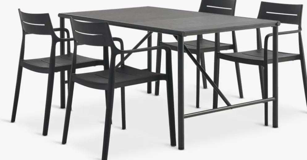 VIERLI + INGSTRUPMesa VIERLI L149 + 4 sillas INGSTRUP negro