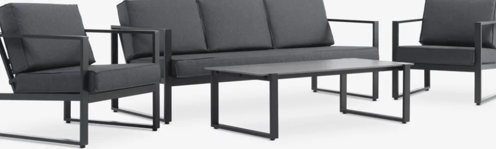 VONGEConjunto muebles jardín VONGE 5 plazas negro