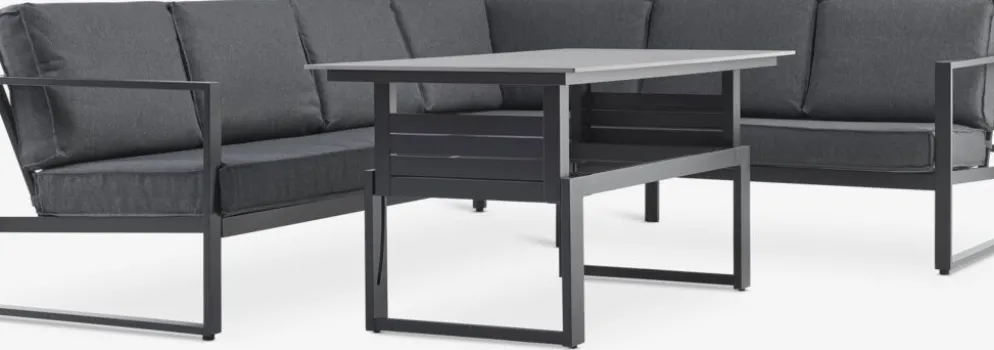 VONGEConjunto muebles jardín VONGE 6 plazas negro