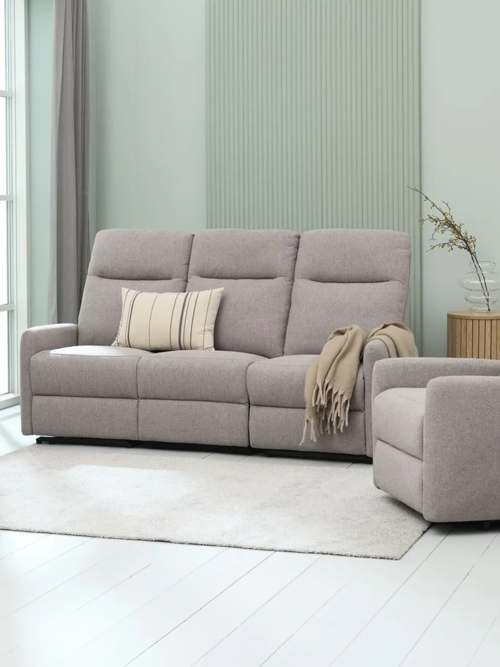 VONSILDSofá VONSILD 3 plazas reclinable eléctrico gris claro
