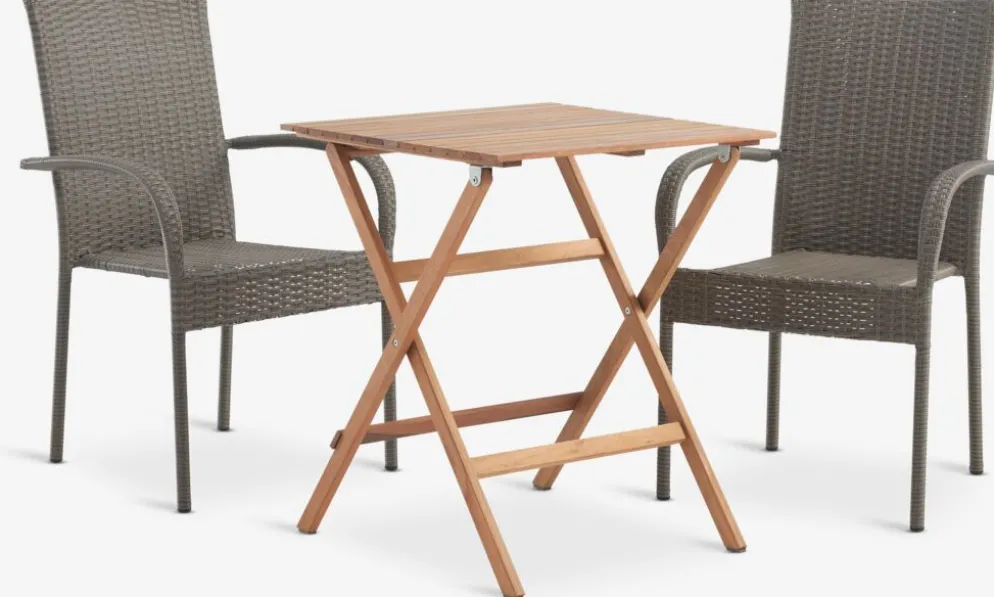 VRAADAL + GUDHJEMMesa VRAADAL L62 madera dura + 2 sillas GUDHJEM natural